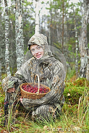 Young woman with cranberrys Stock Photo