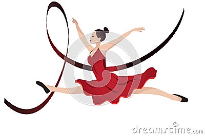 Young woman dancing Vector Illustration