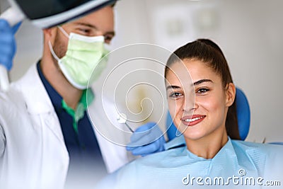Young woman in dental ordination Stock Photo