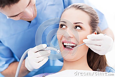Young woman at dentist office Stock Photo