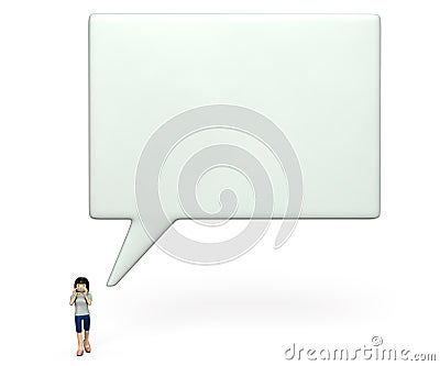 Young woman described in a loud voice. Cartoon Illustration