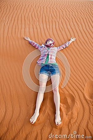 Young woman in the desert Stock Photo