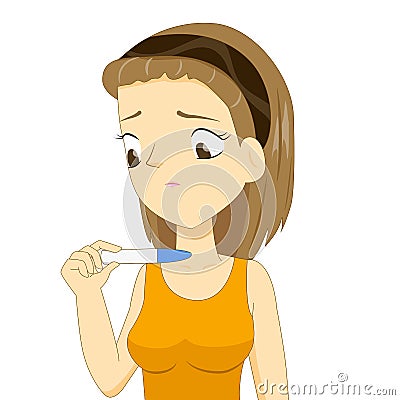 Young Woman Disappointed Over a Negative Pregnancy Test Result Vector Illustration