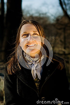 Young woman with dishevelled hair Stock Photo