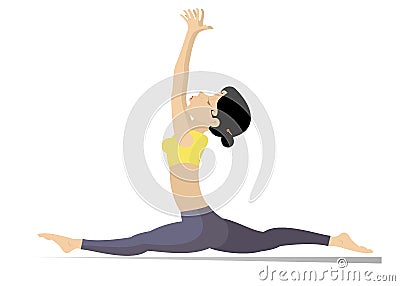 Young woman does sport or yoga exercise illustration Vector Illustration