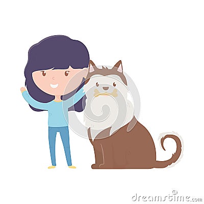 Young woman with dog love adoption campaign Vector Illustration