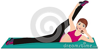 Young woman doing fitness exercise Vector Illustration