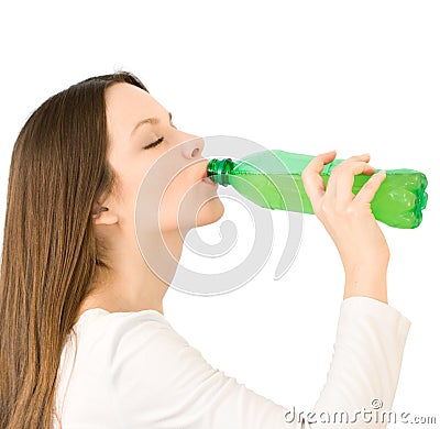 Young woman drink a water from bottle Stock Photo