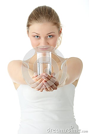 Young woman drinking fresh cold water Stock Photo
