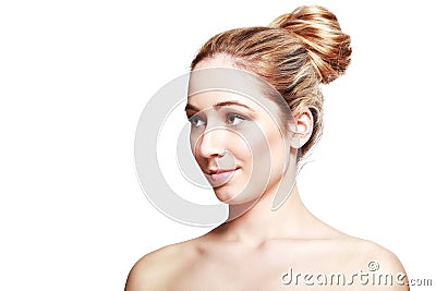 Young woman in embarrassment Stock Photo