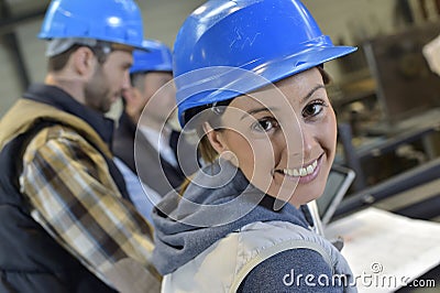 Young woman engineer teamworking Stock Photo
