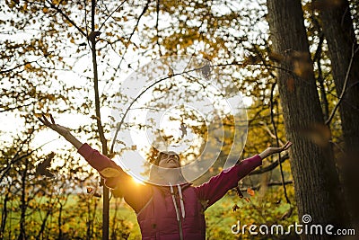 Young woman enjoying beautiful life and nature Stock Photo