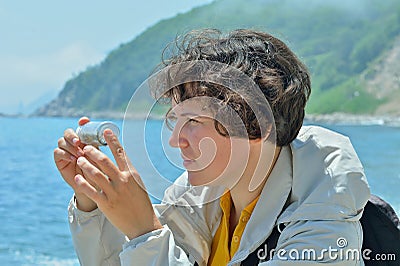 Young woman entomologist Stock Photo
