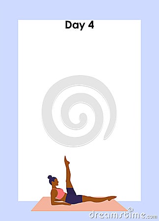 Young woman is exercising. Fitness training program. Training schedule Vector Illustration