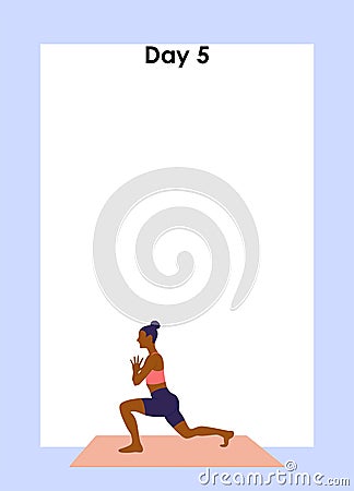 Young woman is exercising. Fitness training program. Training schedule Vector Illustration