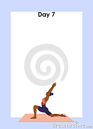 Young woman is exercising. Fitness training program. Training schedule Vector Illustration