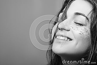 Young woman eyes closed relaxation inspiration Stock Photo