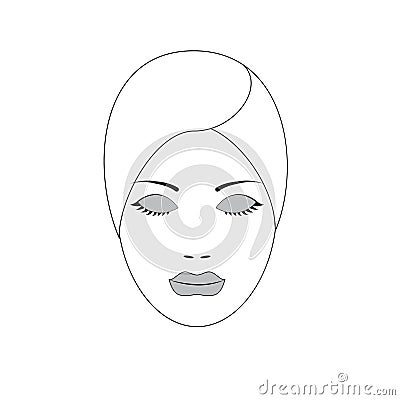 Young woman face with closed eyes Vector Illustration