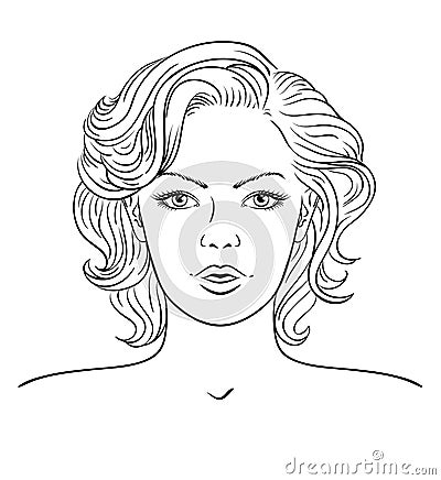 Young woman face. Fashion hairstyle Vector Illustration