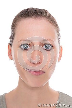 Young woman facing bipolar disorders, happy and sadly, two faces Stock Photo