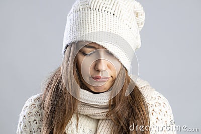 Young woman feeling bad in winter time Stock Photo