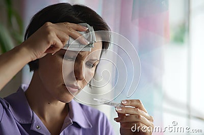 Young woman feels sickness Stock Photo