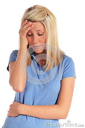 Young woman feels unwell Stock Photo