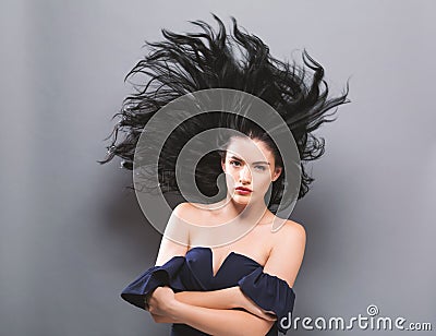 Young woman with floating hair Stock Photo