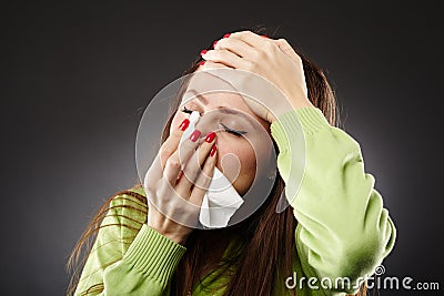 Young woman with flu Stock Photo