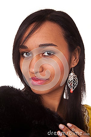 Young woman in furs Stock Photo