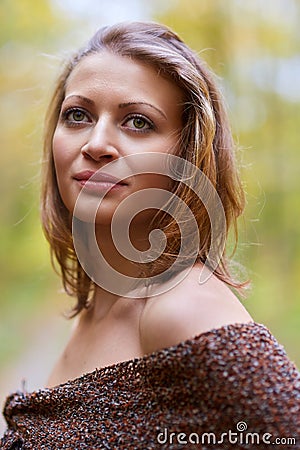 Young woman glamour closeup outdoor Stock Photo