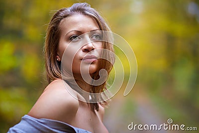 Young woman glamour closeup outdoor Stock Photo