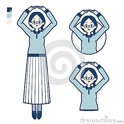 A young woman with glasses with Making a circle with arms images Vector Illustration