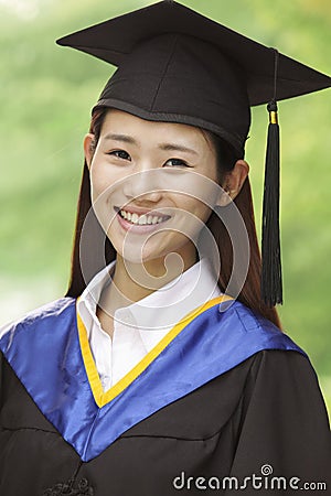 Young Woman Graduating From University, Close-Up Vertical Portrait Stock Photo