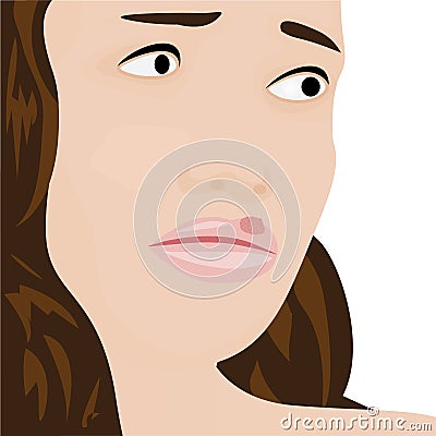 A young woman having cold sores herpes Vector Illustration