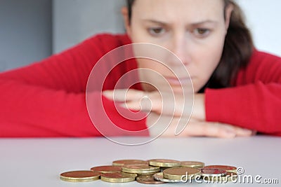 Young woman having financial problems Stock Photo