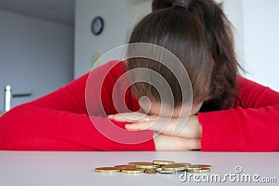 Young woman having financial problems Stock Photo