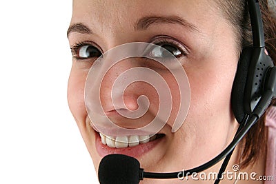 Young Woman with Headset Stock Photo