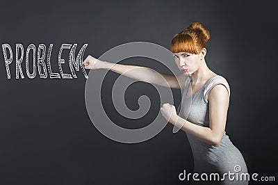 Young woman hits problem Stock Photo