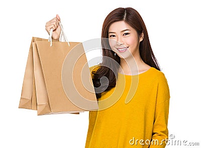 Young woman hold with shopping bag Stock Photo