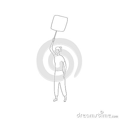 Young woman holding a placard during the LGBT rights parade. The concept of diversity, tolerance and gender identity. Love parade Vector Illustration