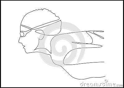 Young woman leaning at the start before the swimming pool - Vector illustration Vector Illustration