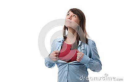 Young woman like a superhero Stock Photo