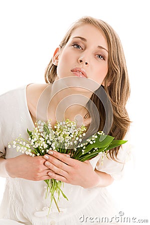 Woman with flowers Stock Photo