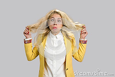 Young woman making grimace. Stock Photo