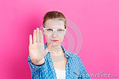 Young woman making a rejection pose Stock Photo