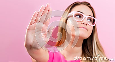 Young woman making a rejection pose Stock Photo