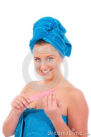 Young woman Manicure Stock Photo