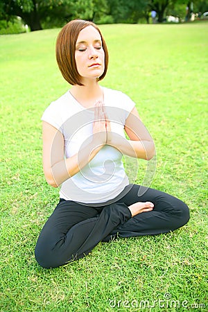 Young Woman Meditate Stock Photo