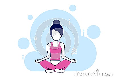 Young woman meditating vector on blue background Stock Photo